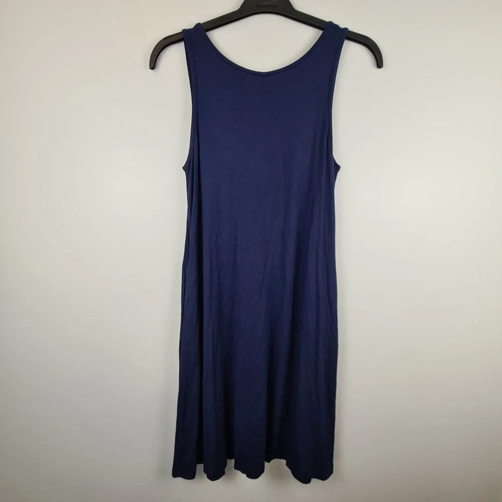 BISHUIGE Women's Summer Tank Dress  Beach Cover Up Size S Casual Sleeveless Navy